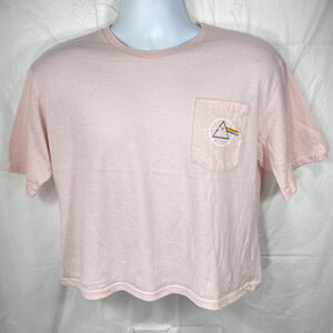 Pink Floyd Women's Large Pink Dark Side of the Moon Cropped Pink Graphic T Shirt